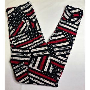 Firefighter Support Thin Red Line Flag Buttery Soft Boutique Leggings Kids L NEW